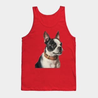 Cute Vintage Boston Terrier Dog with Collar Tank Top